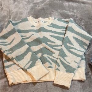 Cozy Knit Zebra Sweater - Cream and Green